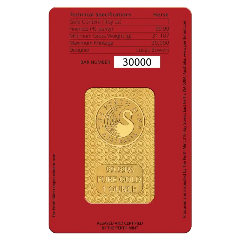 1 oz Lunar III Kuldplaat | Hobune | Perth Mint - pilt 2