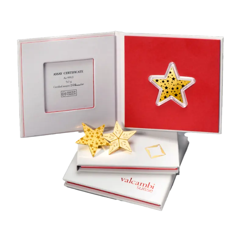 5 x 1g CombiBar Star | Gold | Valcambi | Glittering Stars - image 1