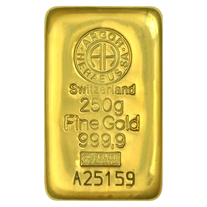 250 g золотой слиток Argor-Heraeus | литой — изображение 1
