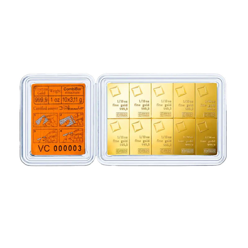 10 x 1/10 oz CombiBar® | Gold | Valcambi — изображение 1