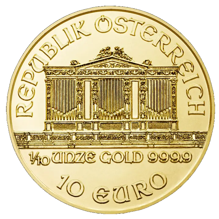 1/10 oz Золотая монета Vienna Philharmonic | Pазные годы — изображение 2