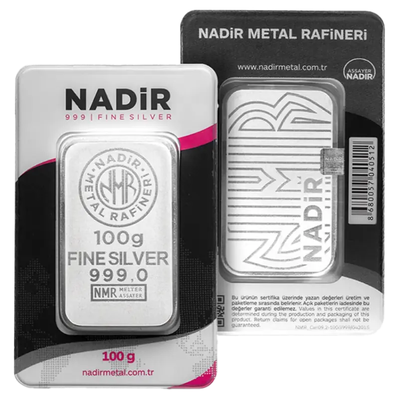Серебряный слиток Nadir Metal Rafineri 100 g — изображение 1