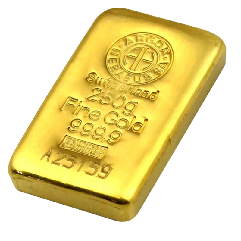 250 g золотой слиток Argor-Heraeus | литой — изображение 2